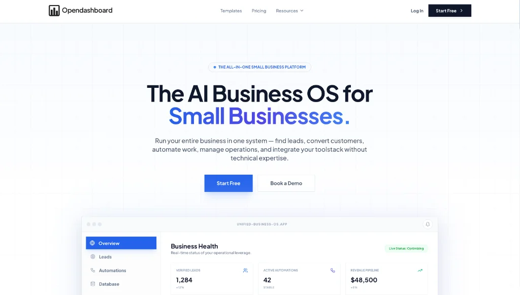 OpenDashboard · Real-time Metrics & Insights